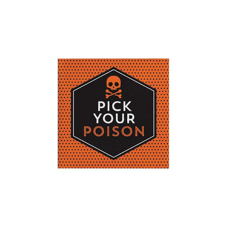 Thema feest papieren servetten schedel pick your poison 64x stuks