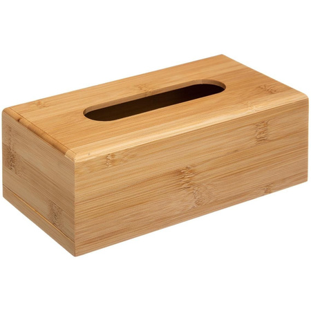 Tissuedoos/tissuebox bruin 25 x 13 x 8,5 cm van bamboe hout met vulling
