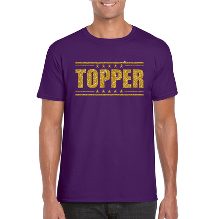 Toppers - Topper t-shirt paars met gouden glitters heren
