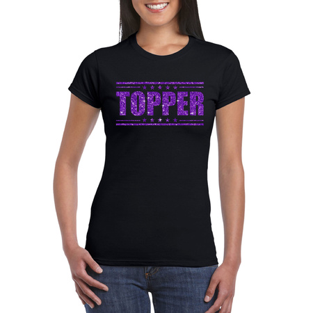 Toppers in concert - Topper t-shirt zwart met paarse glitters dames