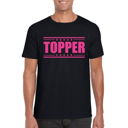 Topper t-shirt zwart met roze bedrukking heren
