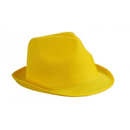 Toppers in concert - Carnaval verkleed set - hoedje en stropdas - geel - volwassenen