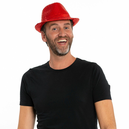 Carnaval verkleed set glitter hoed en stropdas rood