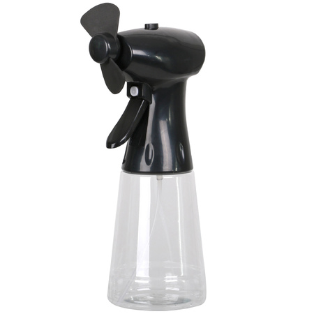Ventilator/waterverstuiver voor in de hand - zwart - 350 ml - verkoeling