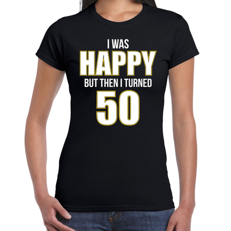 Verjaardag cadeau t-shirt 50 jaar - happy 50 zwart voor dames