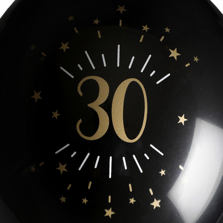 Verjaardag leeftijd ballonnen 30 jaar - 8x - zwart/goud - 23 cm - Feestartikelen/versieringen