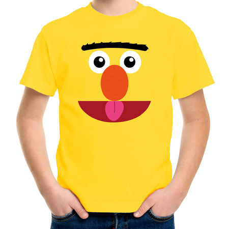 Verkleed / carnaval t-shirt gele cartoon knuffel pop voor kinderen - Verkleed / kostuum shirts