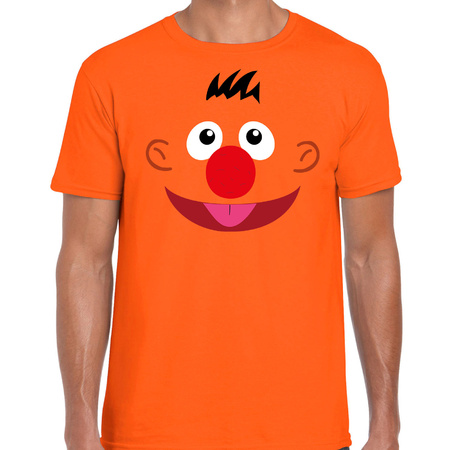 Verkleed / carnaval t-shirt oranje cartoon knuffel pop voor heren - Verkleed / kostuum shirts