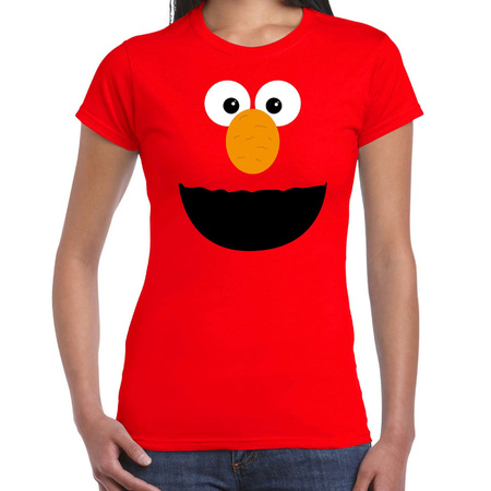 Verkleed / carnaval t-shirt rode cartoon knuffel pop voor dames - Verkleed / kostuum shirts