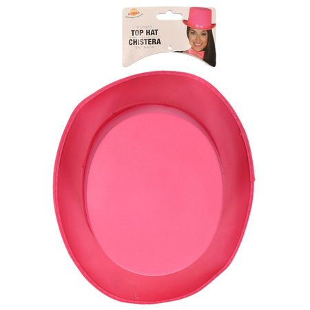 Verkleed hoge hoed - fuchsia roze - voor volwassenen - carnaval kleuren thema accessoires