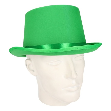 Verkleed hoge hoed - groen - voor volwassenen - carnaval kleuren thema accessoires