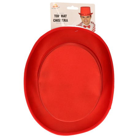 Verkleed hoge hoed - rood - voor volwassenen - carnaval kleuren thema accessoires