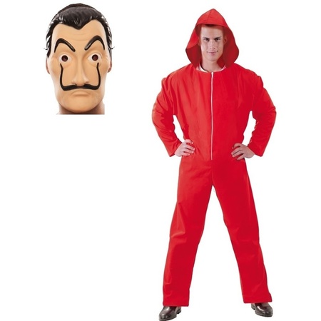 Jumpsuit red size L and mask La casa de Papel red for men