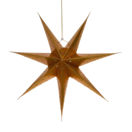 Illuminated paper christmas star gold 60 cm on batteries