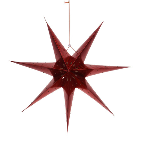 Illuminated paper christmas star red 60 cm on batteries