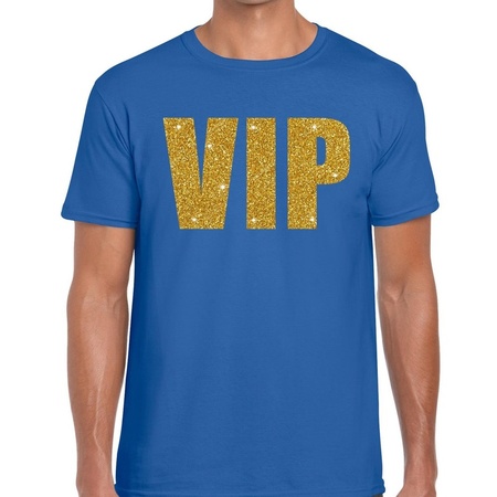 VIP glitter goud heren T-shirt blauw