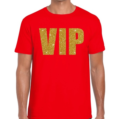 VIP glitter goud heren T-shirt rood