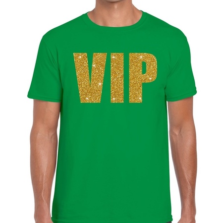 VIP goud glitter tekst t-shirt groen heren