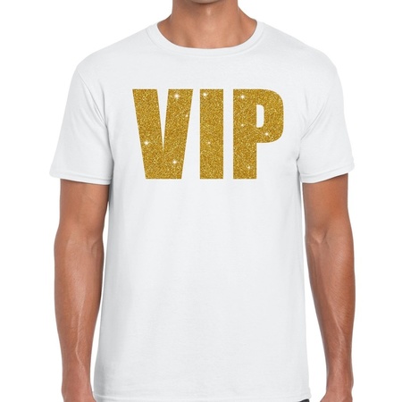 VIP goud glitter tekst t-shirt wit heren