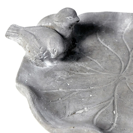 Vogelbad/voederschaal - lotus - grijs -  cement - D28 x H8 cm - drinkschaal voor tuinvogel