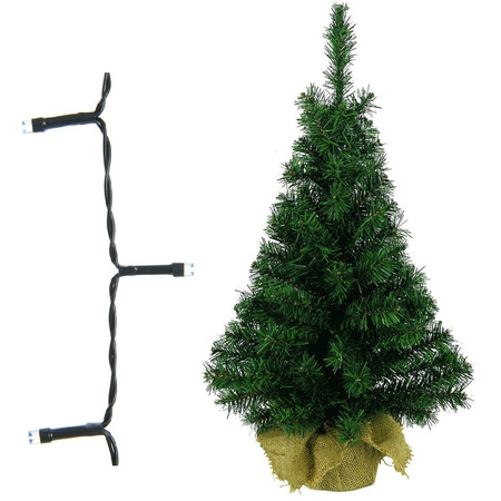 Volle kerstboom/kunstboom 75 cm inclusief warm witte verlichting op batterij