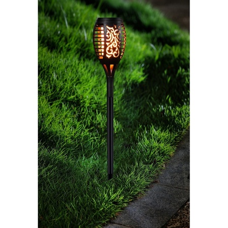 Discount set of 20x pieces gardenlight solar torch / garden lighting with flame effect