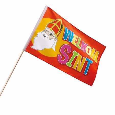 Discount set of 6x pieces welcome Sint waving flags 30 x 45 cm