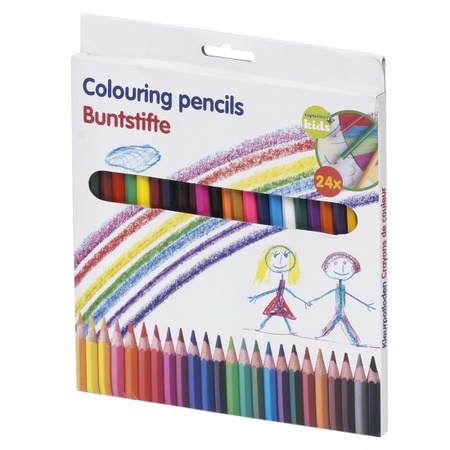 3x Knutsel papieren tasjes om in te kleuren incl. 24 potloden