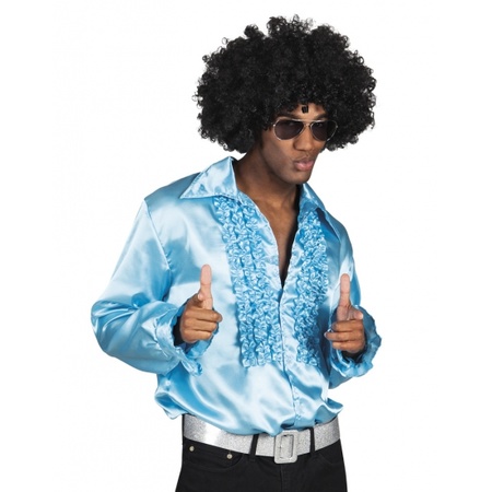 Turquoise shirt with ruffles for men