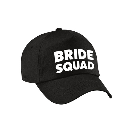 Vrijgezellenfeest dames petjes pakket - 1x Bride to Be roze + 5x Bride Squad zwart