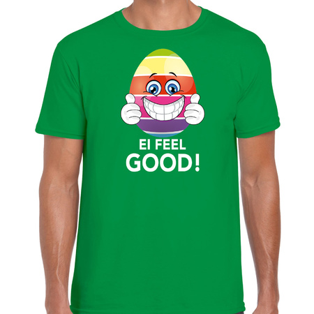 Vrolijk Paasei ei feel good t-shirt groen voor heren - Paas kleding / outfit