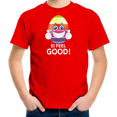 Vrolijk Paasei ei feel good t-shirt rood voor heren - Paas kleding / outfit