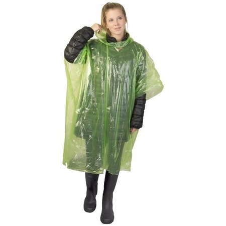 Wegwerp regenponcho groen voor volwassenen