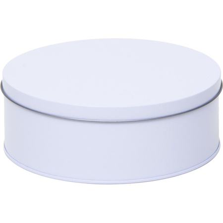 Gift white round storage tin 4 years 18 cm