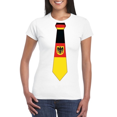 Wit t-shirt met Duitsland vlag stropdas dames