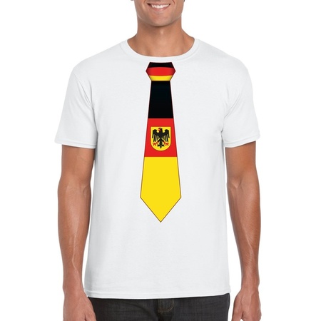 Wit t-shirt met Duitsland vlag stropdas heren