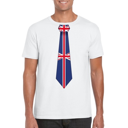 Wit t-shirt met Engeland vlag stropdas heren