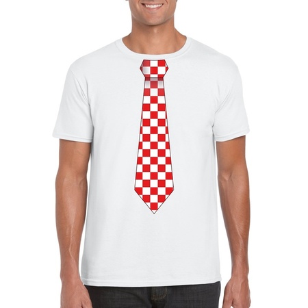 White t-shirt with blocked Brabant tie men