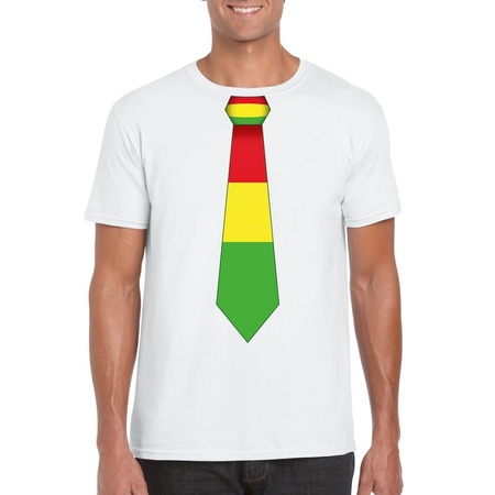 Wit t-shirt met Limburgse vlag stropdas voor heren