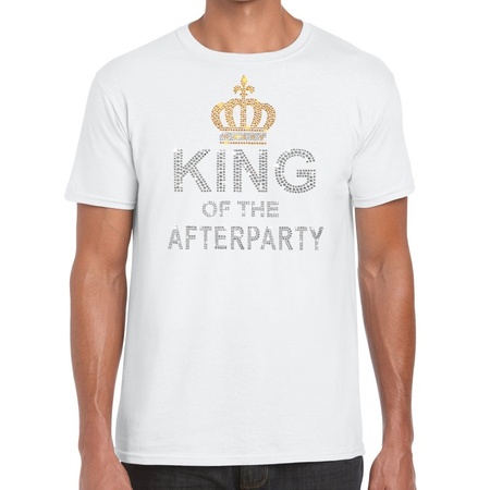Wit Toppers King of the afterparty glitter t-shirt heren
