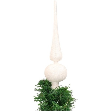 12x stuks kunststof kerstballen 6 cm inclusief glitter piek wit