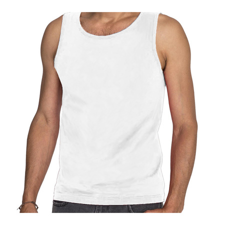 schedel Arbeid Disco Witte tanktop / hemdje / singlet voor heren Fruit of The Loom - Mouwloze  t-shirts - Bellatio warenhuis