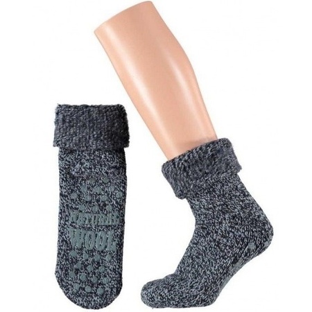 Wollen huis sokken anti-slip voor kinderen navy maat 23-26