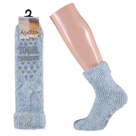 Wollen huis sokken anti-slip voor meisjes lichtblauw maat 31-34
