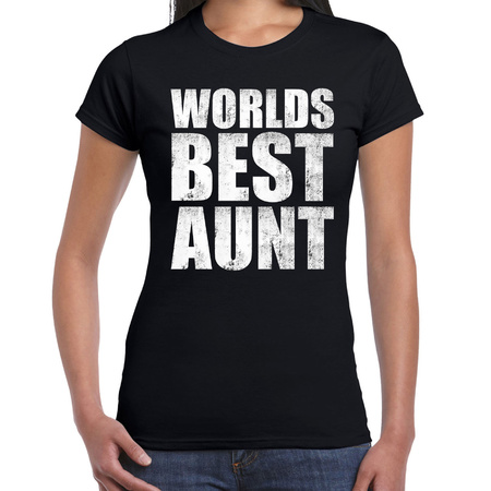 Worlds best aunt / tante cadeau t-shirt zwart voor dames