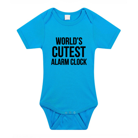 Worlds cutest alarm clock cadeau baby rompertje blauw jongens