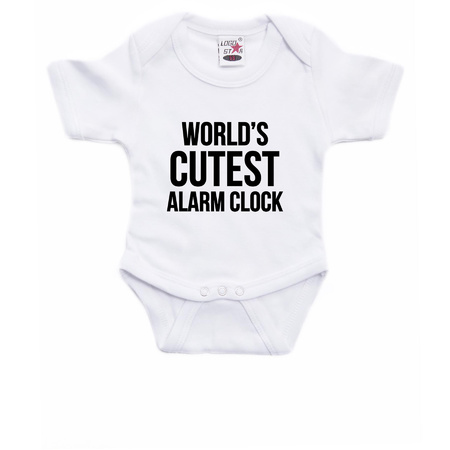 Worlds cutest alarm clock romper white baby boy/girl