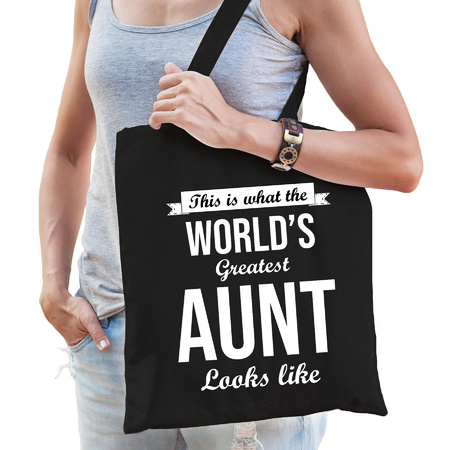 Worlds greatest AUNT present bag black for women