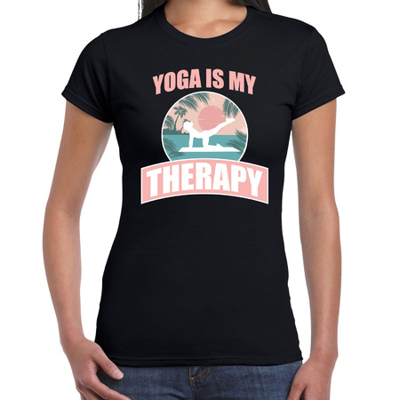 Yoga is my therapy t-shirt zwart dames -  Sport / hobby shirt