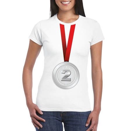 Zilveren medaille kampioen shirt wit dames